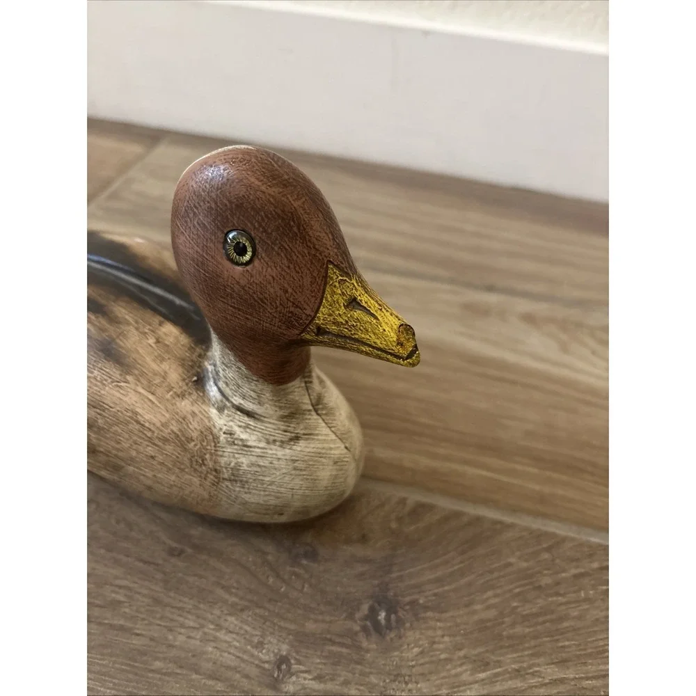 Vintage Resin Red Green-winged Teal Duck Figurine 10